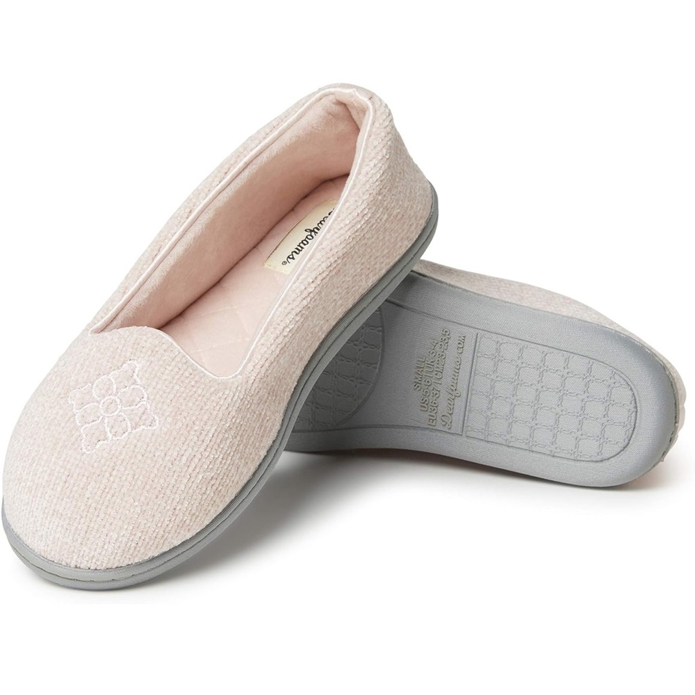 Dearfoams Cozy Memory Foam Closed Back House Slippers in Dusty Pink Med. (7-8)